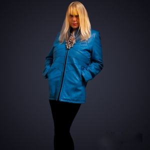 Brand New Women's Alaska Leather Coat Blue/Green